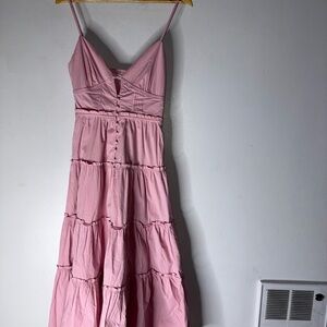 NWT Storia Pink Sleeveless Tiered Ruffle Lizza Midi Dress Small